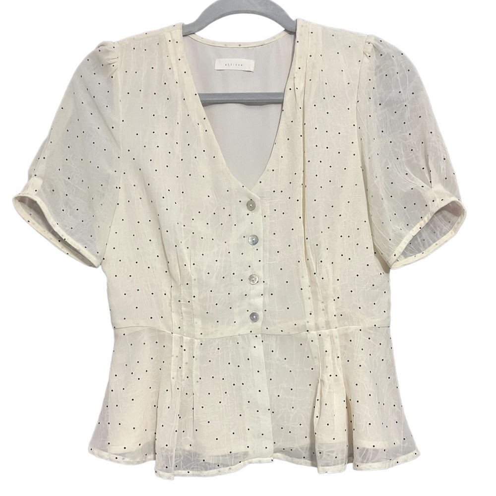 Babydoll Peplum Polka Dot Buttoned Blouse